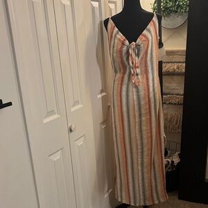 Chic Striped Maxi Dress with Tie Front